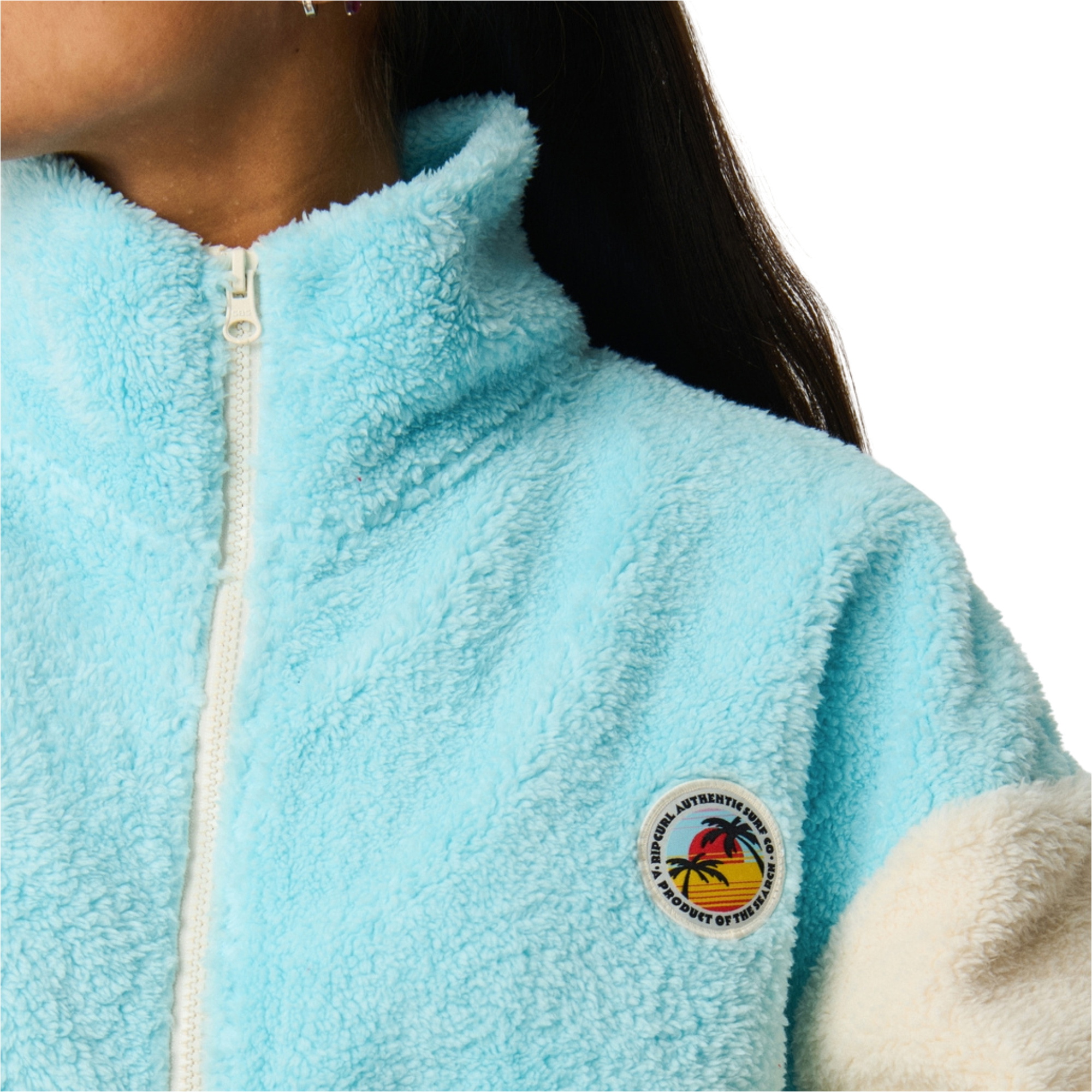 2026 Rip Curl Womens Surf Revival Heritage Polar Zip Thru Fleece 0D6WFL - Light Blue